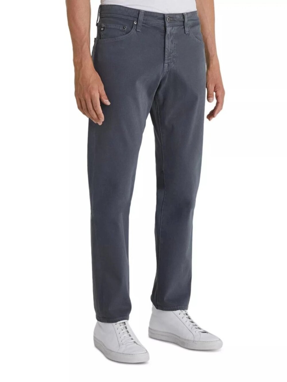 New AG THE GRADUATE Tailored Leg Dark Gray Pants Sueded Stretch Sateen 29 x 34